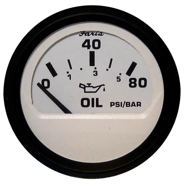Euro White 2" Oil Pressure Gauge - 80Psi 1