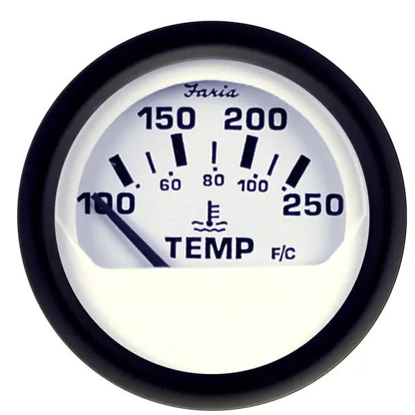 Euro White 2" Water Temperature Gauge (100-250 F) 1