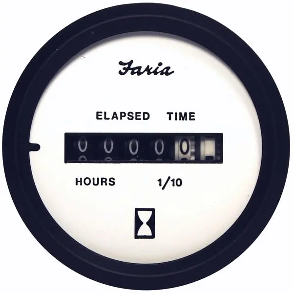 Euro White 2" Hourmeter (10, 000 Hrs) (12-32 Vdc) 1