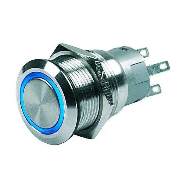 Push-Button Switch - 12V Momentary (On)/Off - Blue Led 1