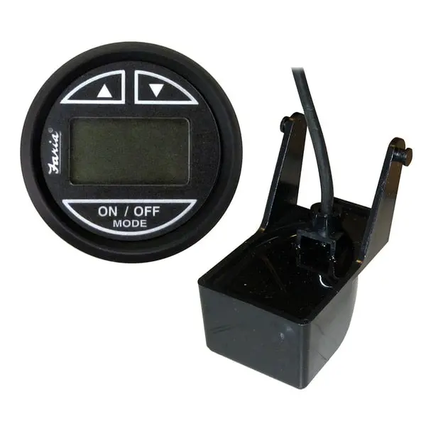 Euro Black 2" Depth Sounder W/Transom Mount Transducer 1