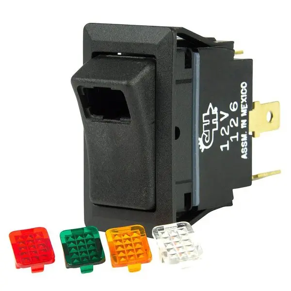 Bep Spst Rocker Switch - 1-Led W/4-Colored Covers - 12V/24V - On/Off 1