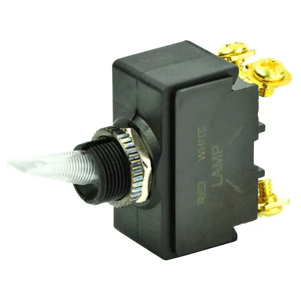 Spst Lighted Toggle Switch - Red Led - 12V - #6-32 Terminal - On/Off 1