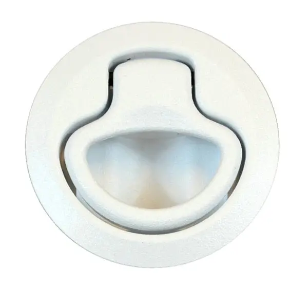 Flush Pull Latch - Pull To Open - Non-Locking White Plastic 1