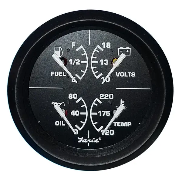 4" 4-In-1 Multifunction Gauge - Voltmeter (10-16) Fuel Level - O 1