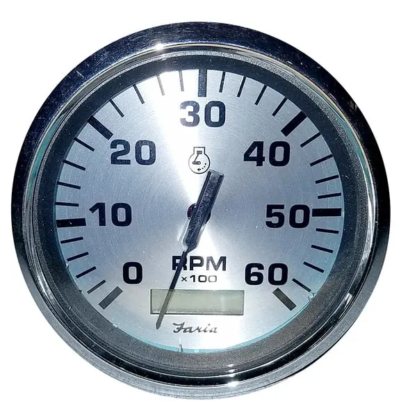 4" Spun Silver Tachometer W/Hourmeter 6000 Rpm - Gas - Inboard 1