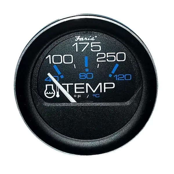 2" Water Temperature Gauge (100 - 250F) Coral Black W/Black Beze 1