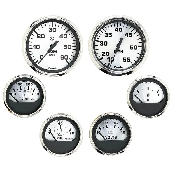 Spun Silver Box Set Of 6 Gauges F/ Inboard Engines - Speed,  Tach 1