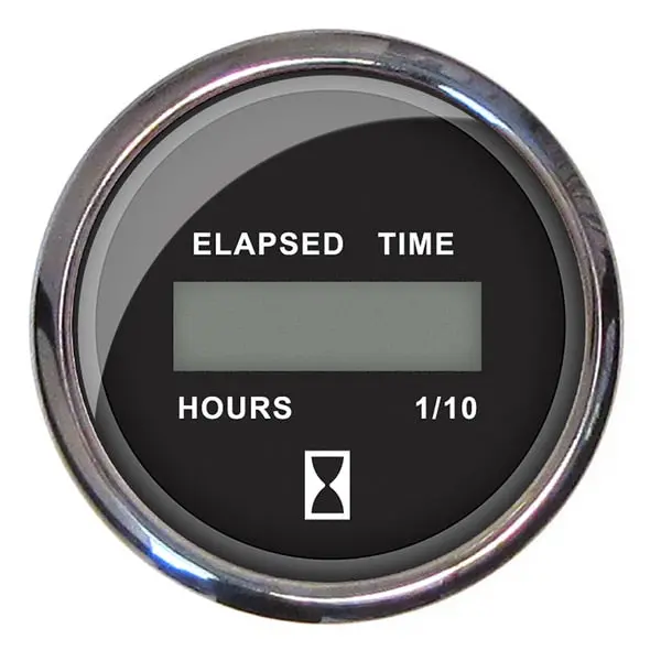 2" Hourmeter 10, 000 Hours Digital,  12-32Vdc - Chesapeake Black W 1