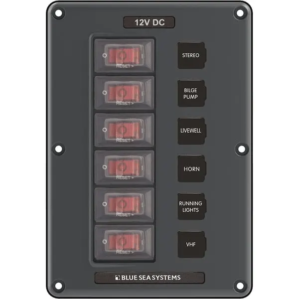 4322 Circuit Breaker Switch Panel 6 Position - Gray 1