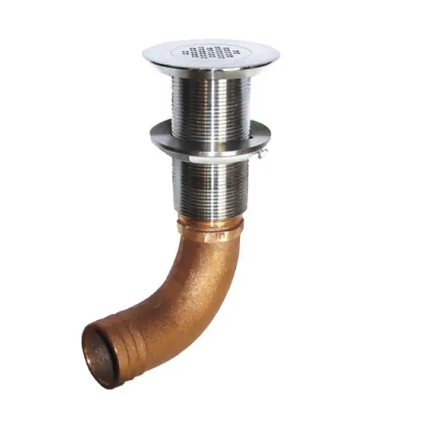Groco 1-1/4" Hose Barb Stainless Straight Deck Drain 1