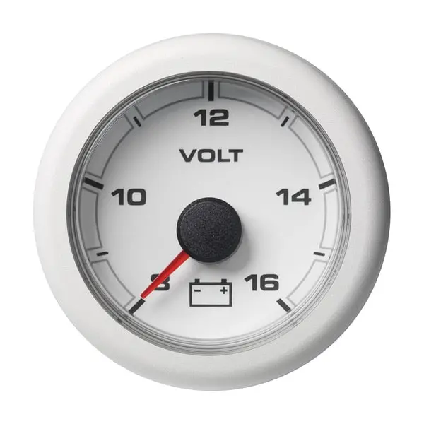 2-1/16" Oceanlink Battery Voltage Gauge-8 To 16V-White Dial-Bezel 1