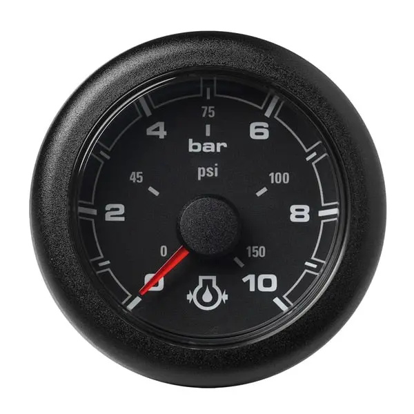 2-1/16" Engine Oil Pressure Gauge-10 Bar/150 Psi-Black Dial-Bezel 1