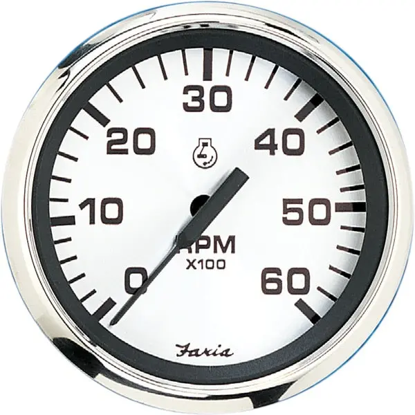 4" Tachometer (6000 Rpm) Gas (Inboard & I/O) - Spun Silver 1