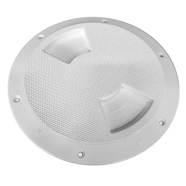 Quarter-Turn Textured Deck Plate W/Internal Collar - White - 6" 1