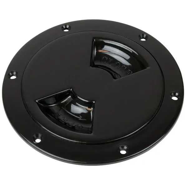 Quarter-Turn Smooth Deck Plate W/Internal Collar - Black - 8" 1