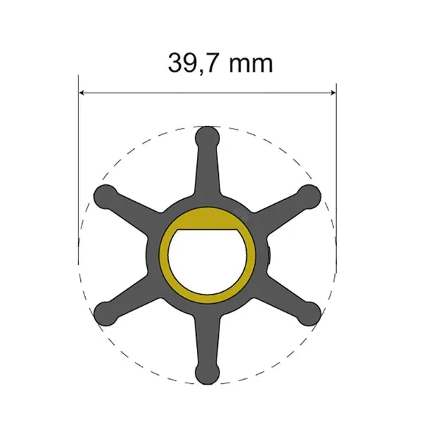Premium Impeller Kit-39.7 X 12 X 19.2Mm-6 Blade-Single Flat Insert 1