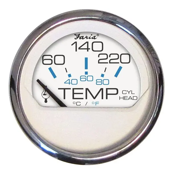 Faria Chesapeake White Ss 2" Cylinder Head Temperature Gauge (60-220&D 1
