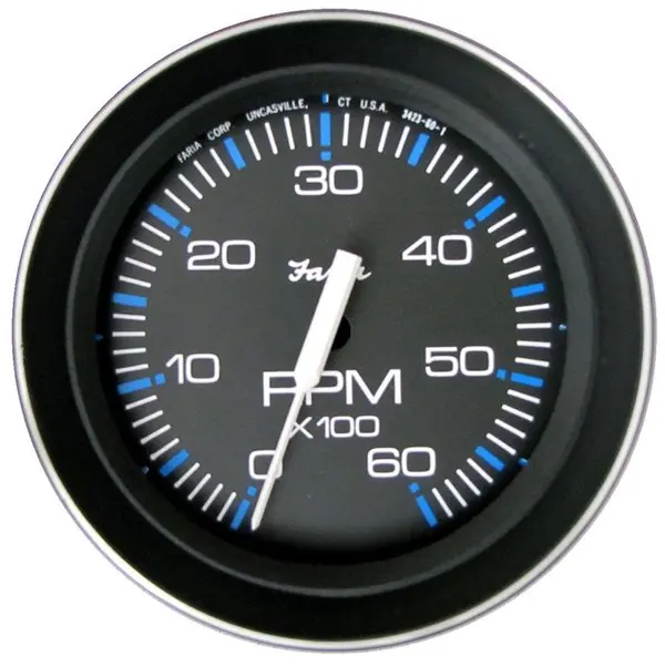 Faria Coral 4" Tachometer 6000 Rpm (Gas) (Inboard And I/O) 1
