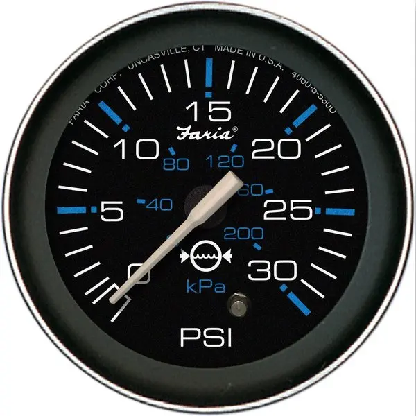 Faria Coral 2" Water Pressure Gauge (30 Psi) 1