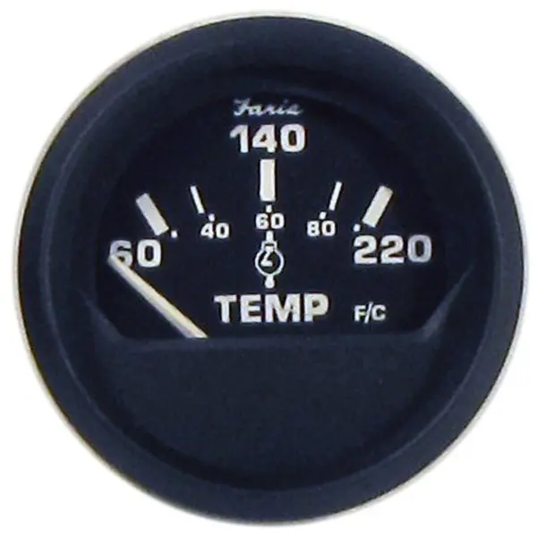 Faria Euro Black 2" Cylinder Head Temperature Gauge (60 To 220&Deg; F) 1