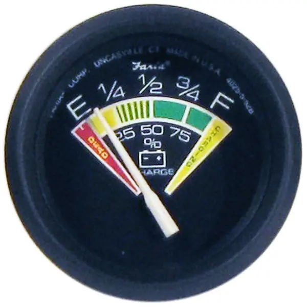 Faria Euro Black 2" Battery Condition Indicator (E To F) 1