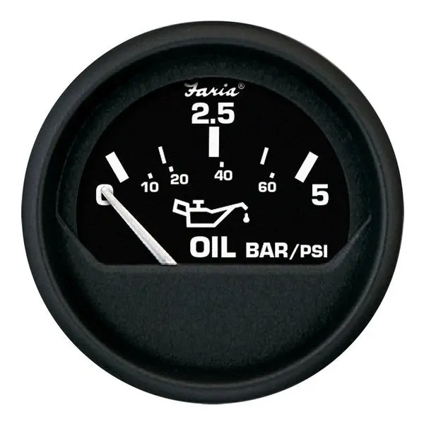 Faria Euro Black 2" Oil Pressure Gauge - Metric (5 Bar) 1