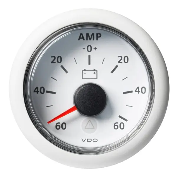 2-1/16" Battery Status Gauge-60/+60Amp-8 To 32V-White Dial 1