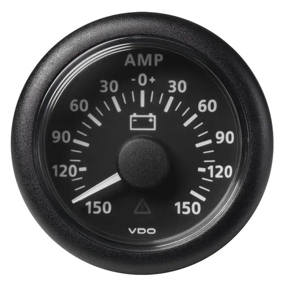 2-1/16" Battery Status Gauge-150/+150Amp-8 To 32V-Black Dial 1