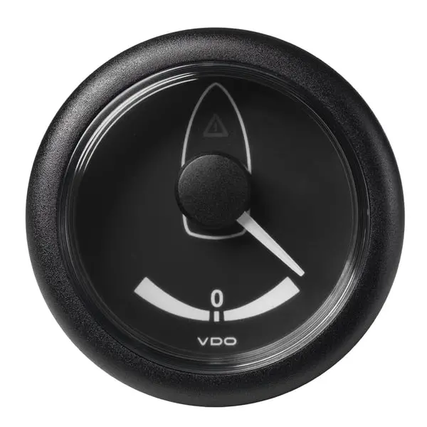 2-1/16" Rudder Angle Gauge 40 Deg Stb/Port-8-32V-Black Dial 1