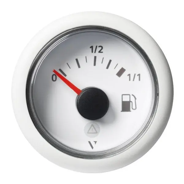 52Mm (2-1/16") Viewline Fuel Tank Level Gauge,  0 To 1/1,  White Dial Amp; Round Bezel 1
