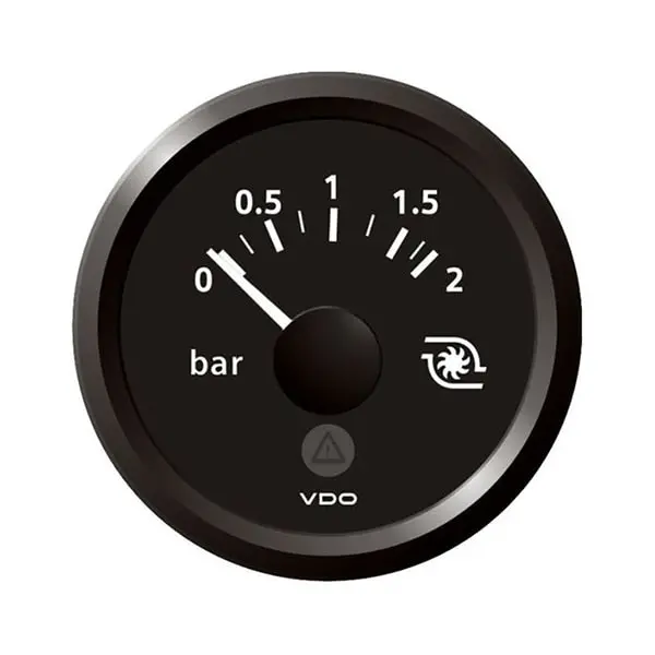 2-1/16" Boost Pressure Gauge 2 Bar/30 Psi-8-32V-Black Dial 1