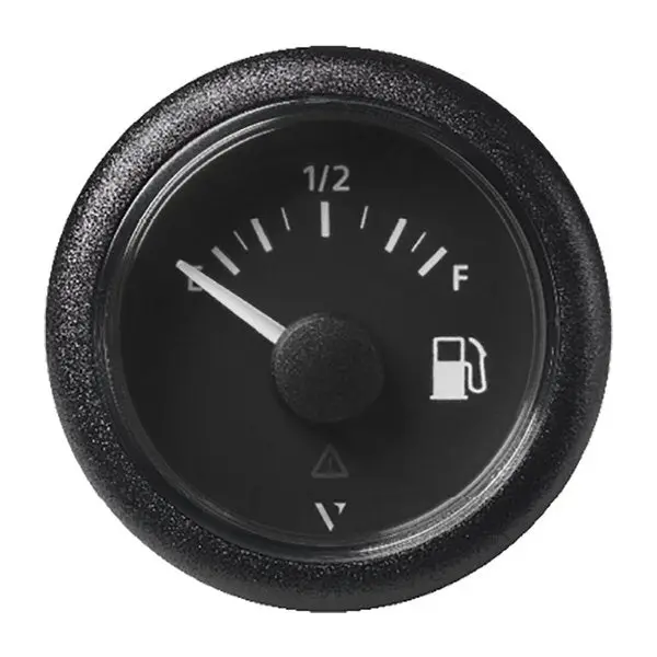 52Mm (2-1/16") Viewline Fuel Level Gauge Empty-Full - 0-90 Ohm - Black Dial   Round Bez 1
