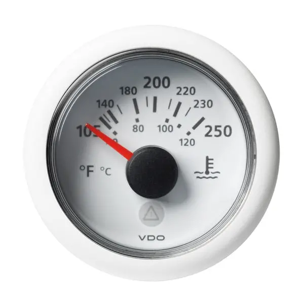 2-1/16" Temp Gauge 120 Degc/250 Degf-8-32V-White Dial 1