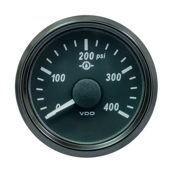 Vdo Singleviu 52Mm (2-1/16") Oil Pressure Gauge - 400 Psi - 0-180 Ohm 1