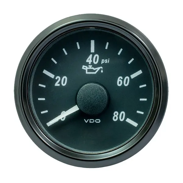 Vdo Singleviu 52Mm (2-1/16") Oil Pressure Gauge - 80 Psi - 0-180 Ohm 1