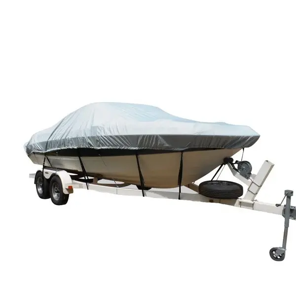 Carver Flex-Fit&Trade; Pro Polyester Size 12 Boat Cover F/V-Hull Center Console Fishing Boats - Grey 1