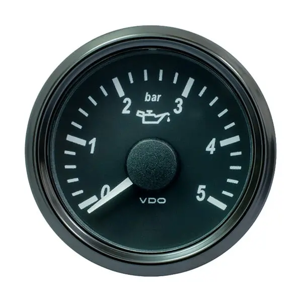 Vdo Singleviu 52Mm (2-1/16") Oil Pressure Gauge - 5 Bar - 0-180 Ohm 1