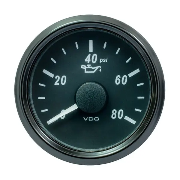 Vdo Singleviu 52Mm (2-1/16") Oil Pressure Gauge - 80 Psi - 240-33 Ohm 1