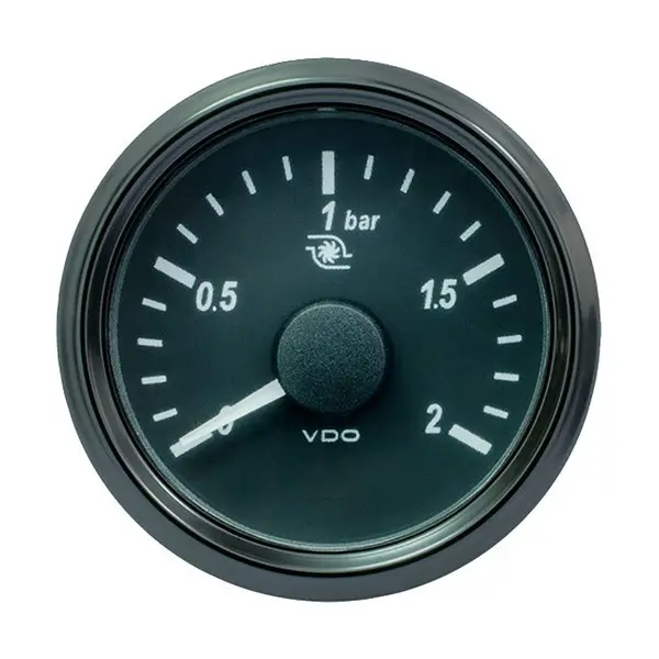 Vdo Singleviu 52Mm (2-1/16") Turbo Pressure Gauge - 2 Bar - 0-180 Ohm 1