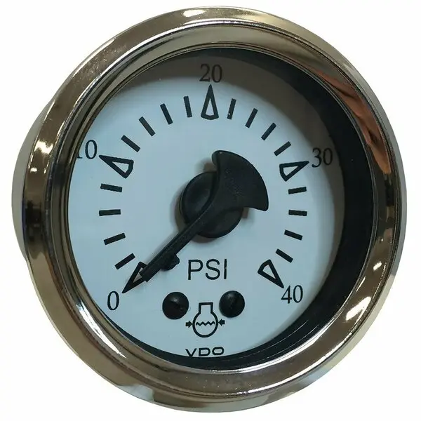 Cockpit Marine 52Mm 2-1/16 In. Mechanical Water Pressure Gauge,  White Dial/Chrome Bezel 1