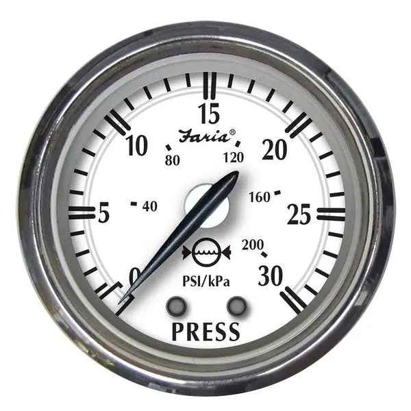 Faria Newport Ss 2" Water Pressure Gauge Kit - 0 To 30 Psi 1