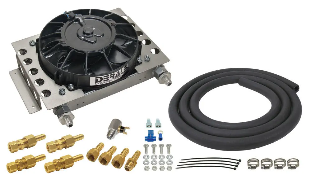 Derale 13950 15 Row Atomic Cool Plate & Fin Remote Transmission Cooler Kit, -6An 1