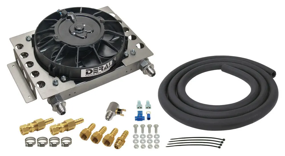 Derale 15950 15 Row Atomic Cool Plate & Fin Remote Transmission Cooler Kit, -8An 1