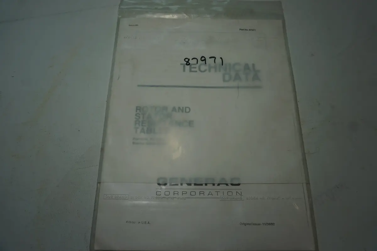 Generac 87971 Tech Data Man 1