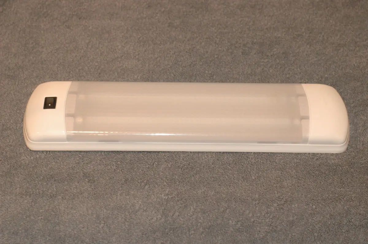 Rv Or Boat 758D-W Cabin Light Surface Mount Built In On/Off Switch 12 Volt Fluorescent Dual F8t5 Tubes 1