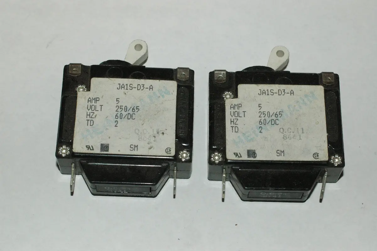 Heinemann Ja1s-D3-A Single Pole Circuit Breakers 5 Amp Quantity Two (2) 1