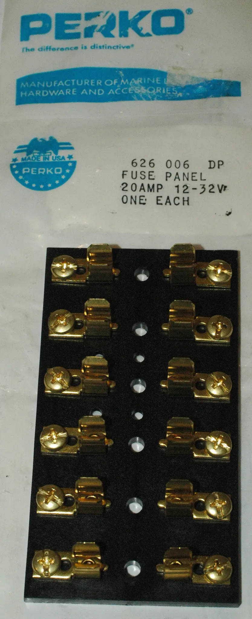 Perko 626 006 Dp Fuse Panel  For 1/4" X 1 1/4" Fuses 6 Gang 1