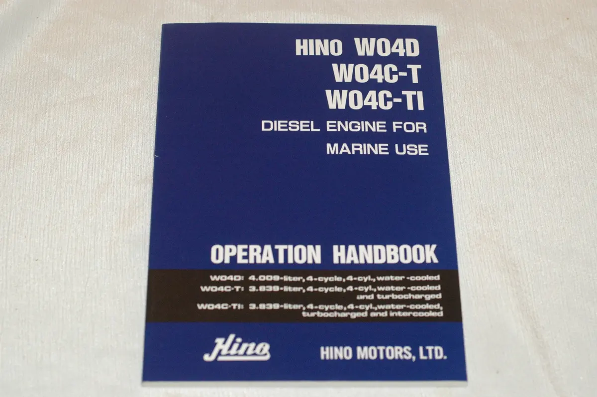 Hino W04d W04c-T W04c-Ti Marine Diesel Operation Maintenance Handbook 1