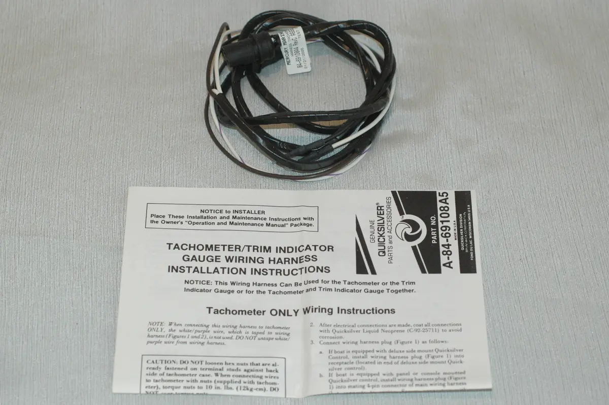 Mercury Marine Quicksilver Tach Wire Harness 84-69108A5 For Tachometer 1